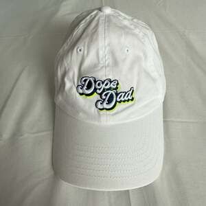 Curaleaf White 'Dope Dad' Embroidered Strapback Baseball Hat